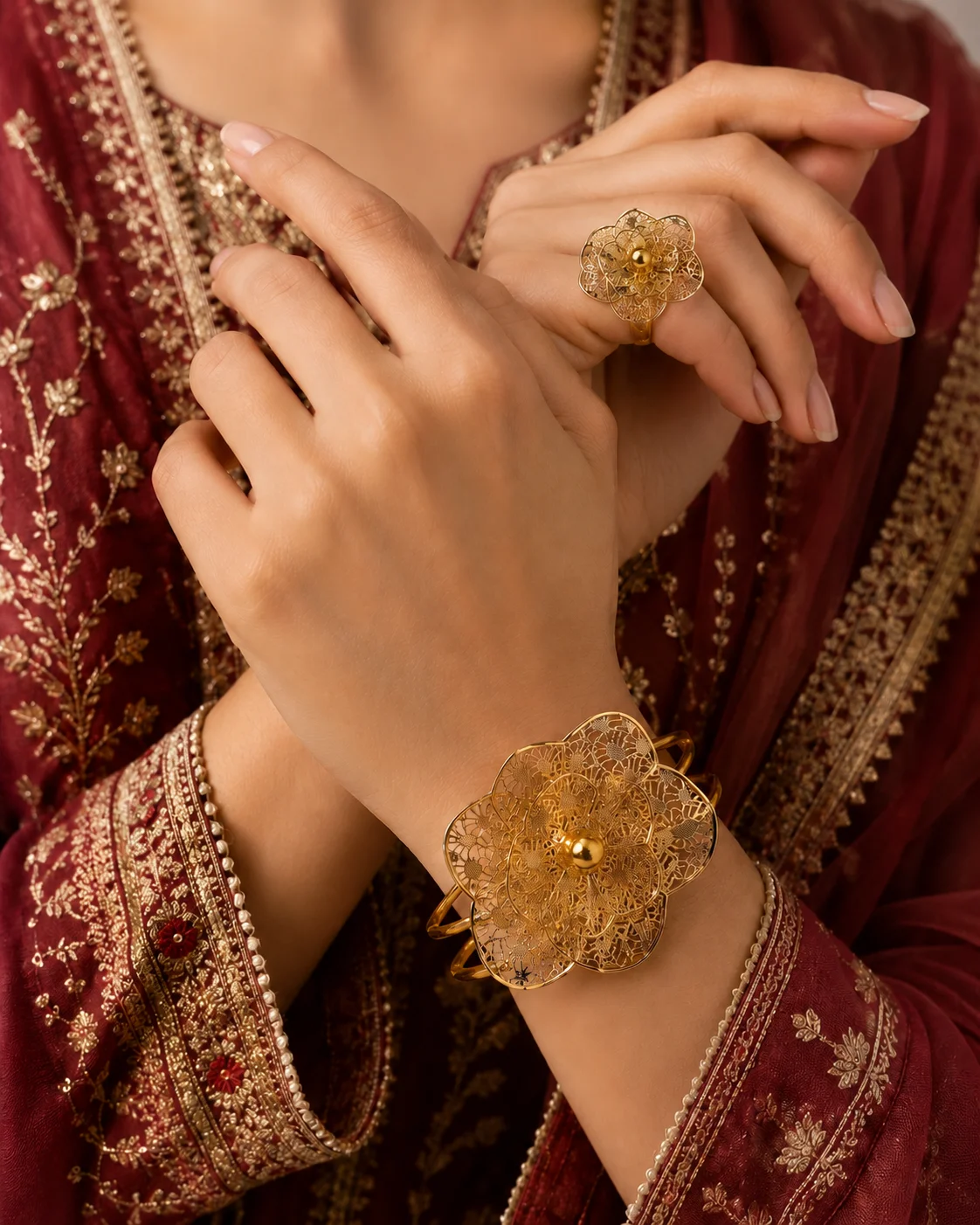 Royal Bloom Cuff & Ring Set